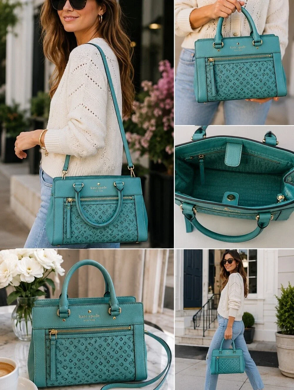 Kate Spade New York Turquoise Pebbled Leather Satchel Crossbody 💙